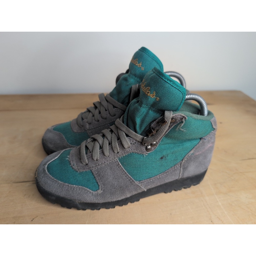 Women's Cabelas Size 6 Hiking Boots Canvas Gray Teal